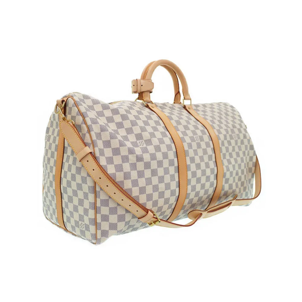 Louis Vuitton Keepall Bandouliere Damier Azur 2WAY Bag White